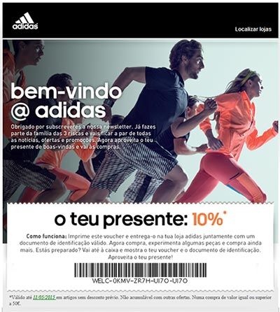 Voucher desconto lojas Adidas email