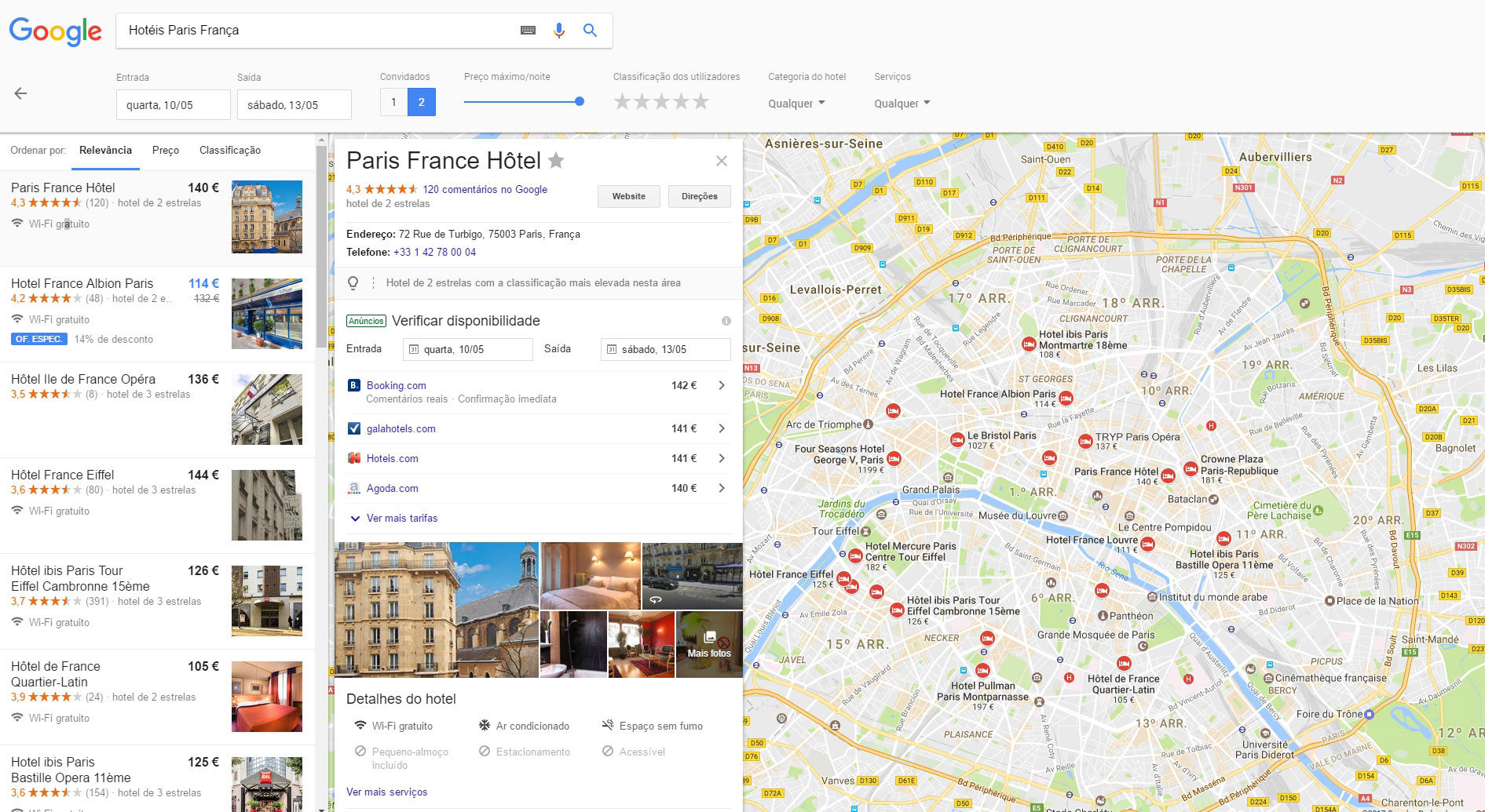 Reservar hotel no Google Voos