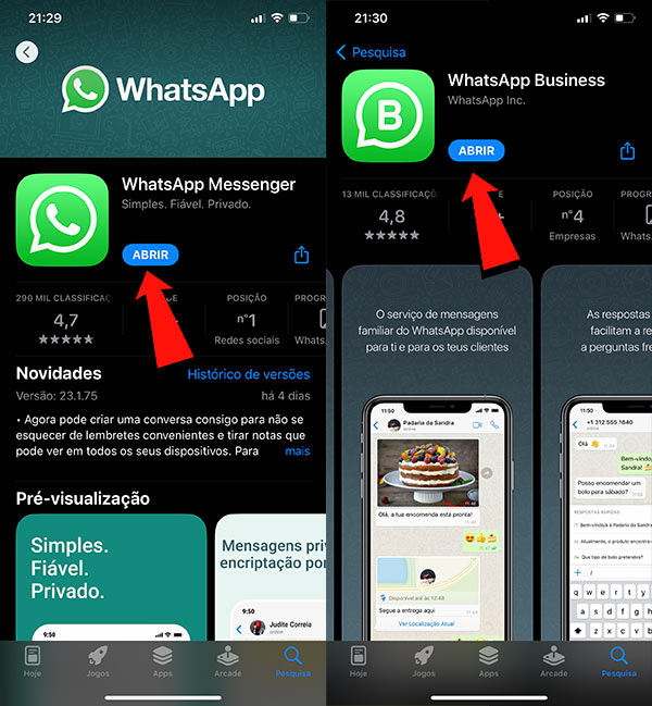 WhatsApp e WhatsApp business