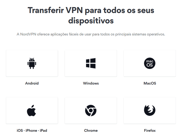 NordVPN está disponível para Android, Windows, Mac OS, iOS, Chrome e Firefox